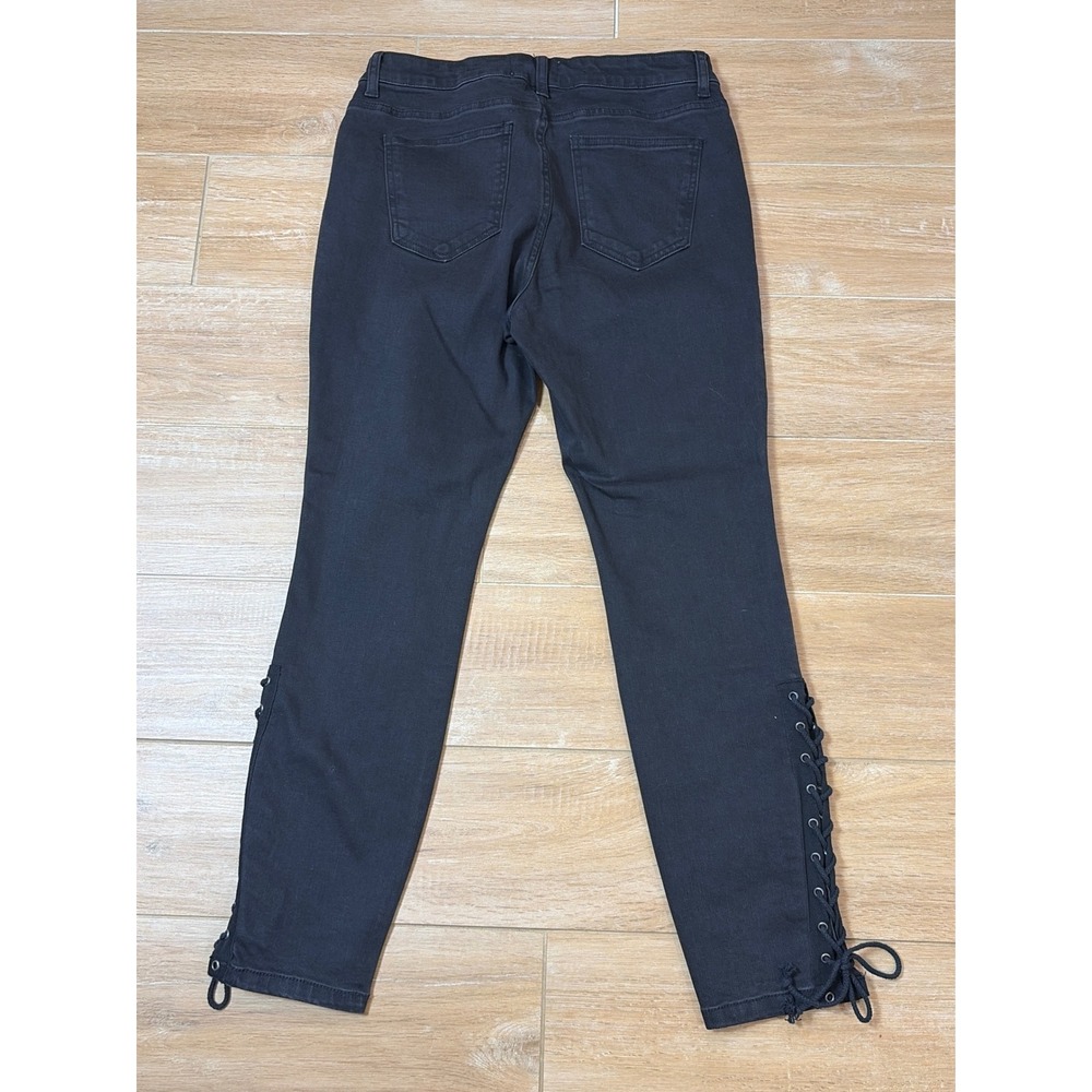 For The Republic Denim Black Lace Up Ankle Skinny Jeans Size 6/27 (29) Edgy - Picture 3 of 7